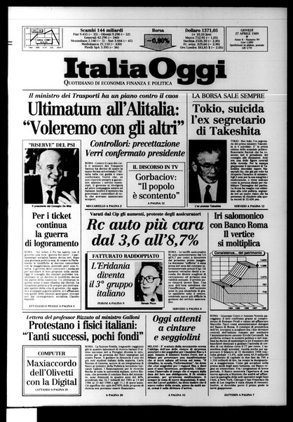 Italia oggi : quotidiano di economia finanza e politica